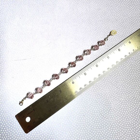 Pink Swarovski crystal religious charm bracelet - Picture 8 of 12